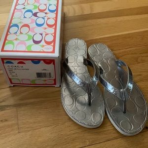 Silver Coach flip flops